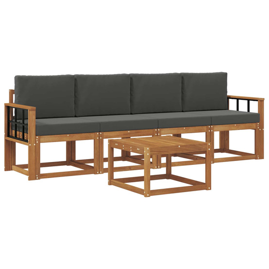 Ensemble de canapés d'extérieur 5 pcs naturel et anthracite