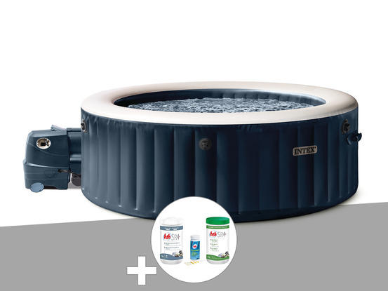 Kit spa gonflable purespa blue navy rond bulles 6 places + kit de traitement br