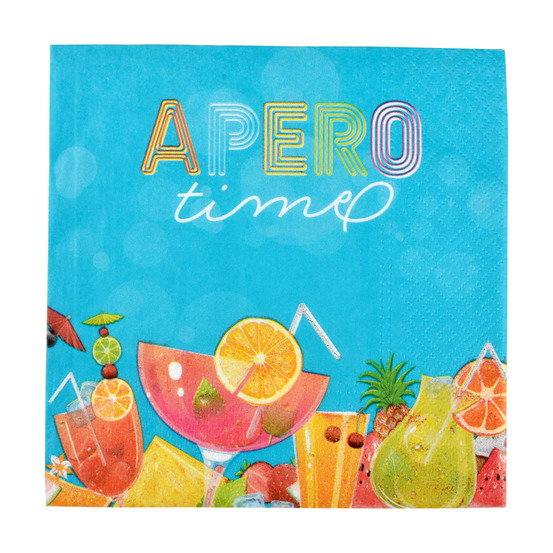 Lot de 20 serviettes en papier apero time