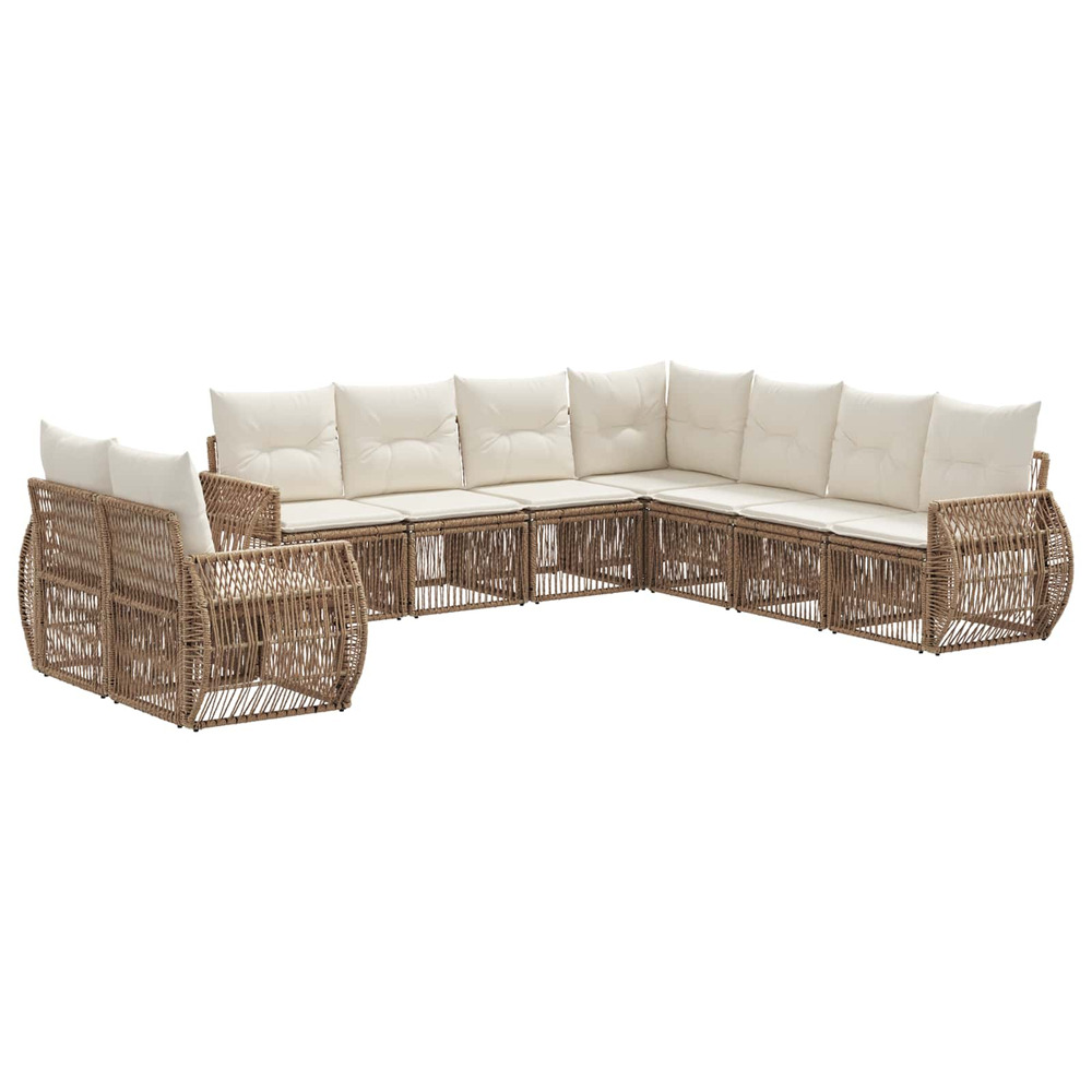 Ensemble de canapé de jardin 9 pcs beige et blanc crème