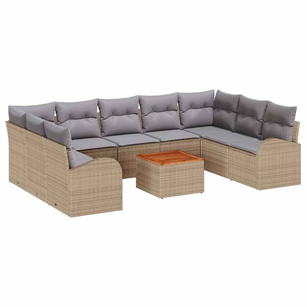 Ensemble de canapé de jardin 10 pc beige et gris clair