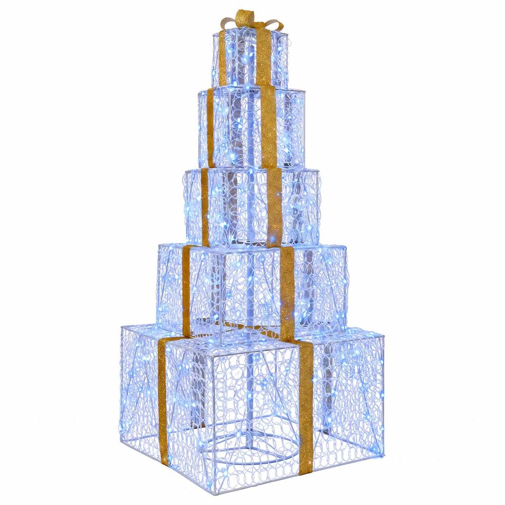 Boîtes cadeaux de noël empilables avec led 250 led bleu