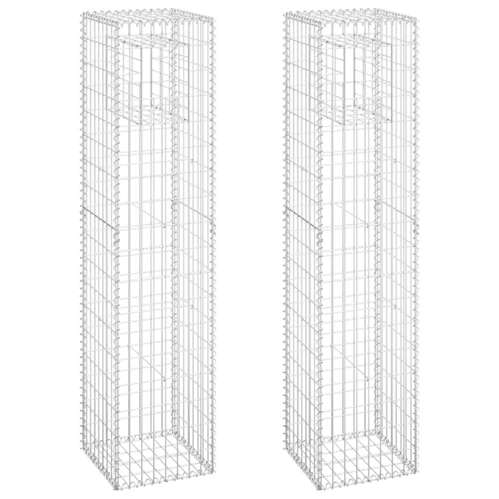 Poteaux à panier de gabion 2 pcs 40x40x180 cm fer