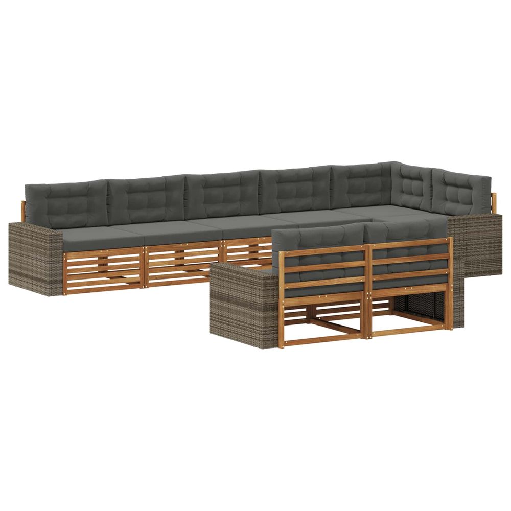 Ensemble de canapés d'extérieur 8 pc naturel et anthracite