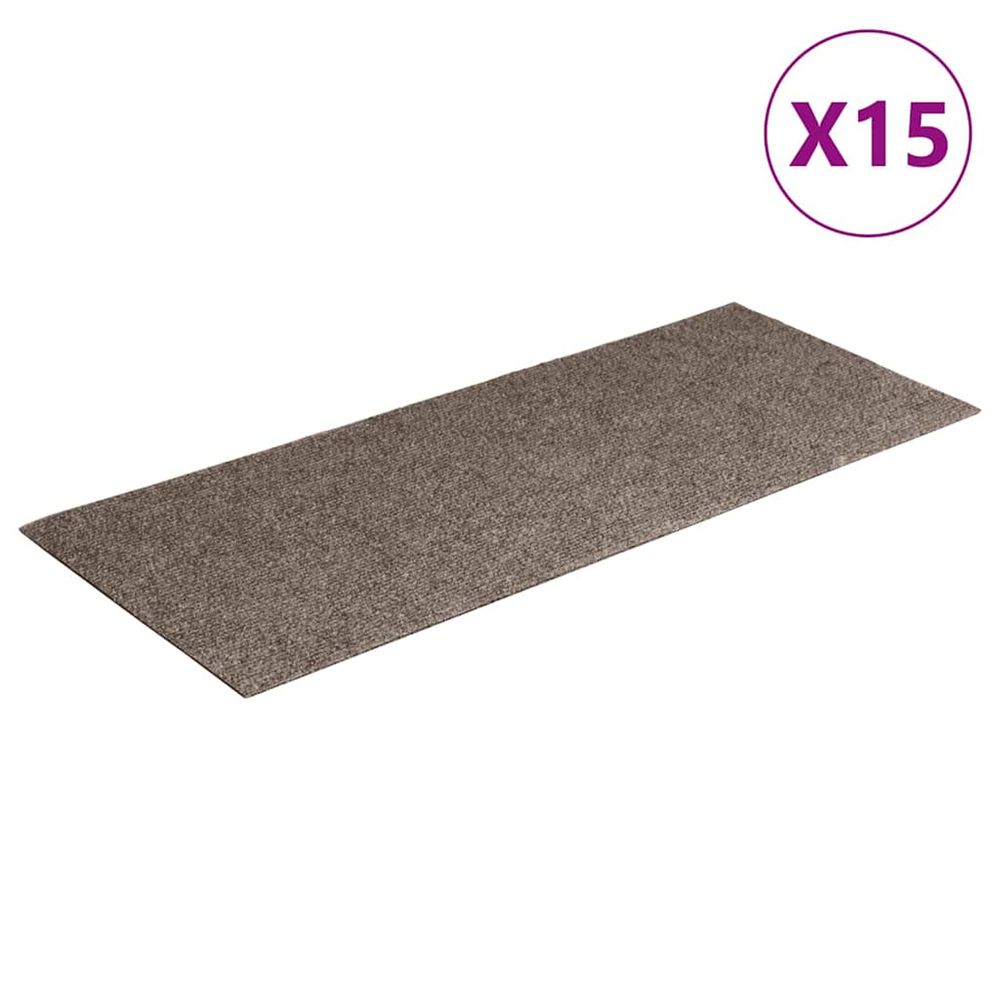 Tapis d'escalier autocollants 15 pièces 60 x 25 cm beige rectangulaire