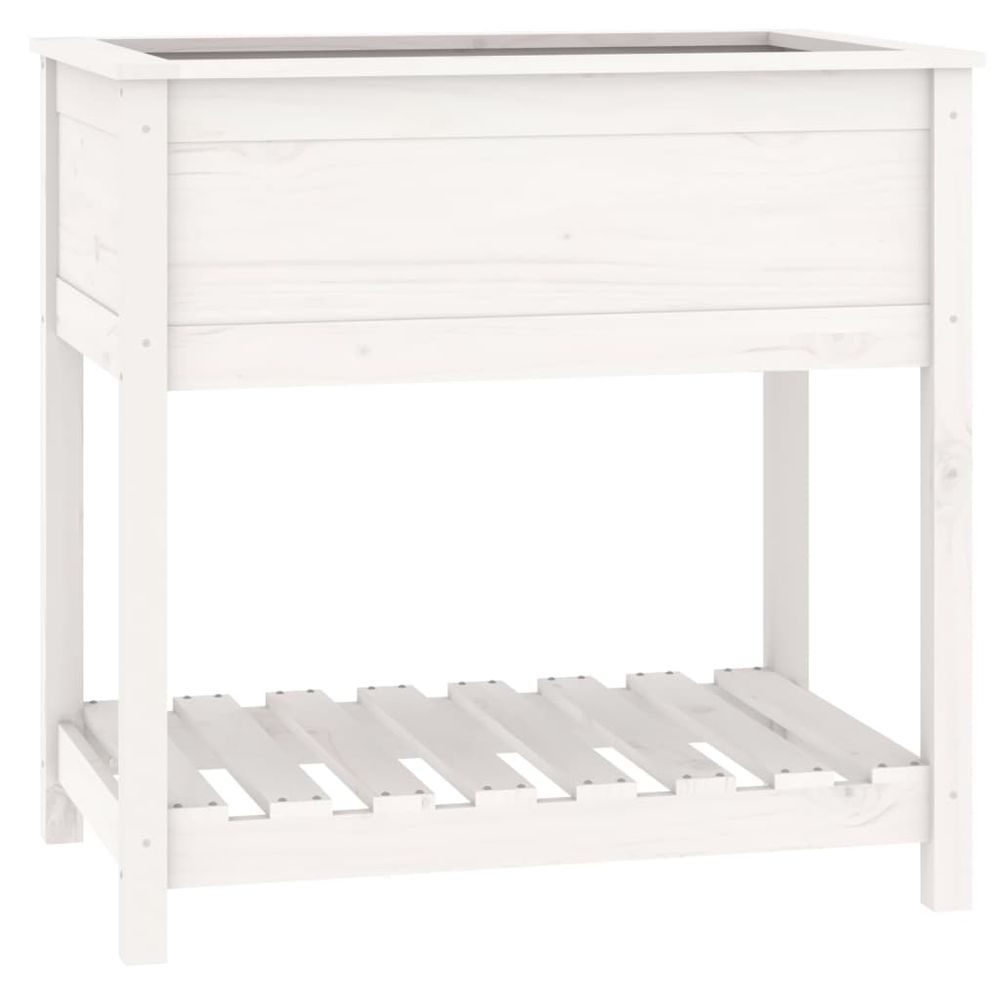 Jardinière avec étagère blanc 82,5x54x81 cm bois massif de pin