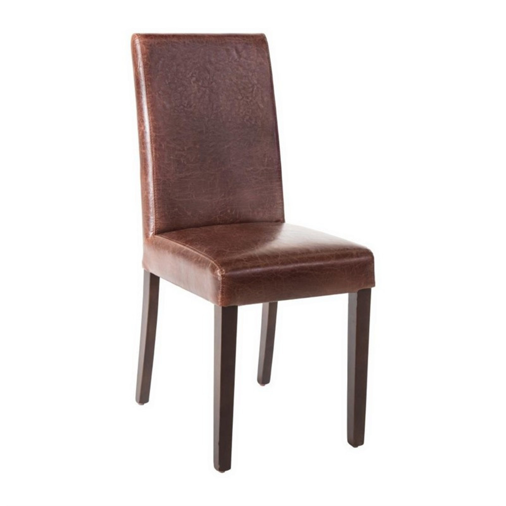 Chaise dossier haut en simili cuir marron foncé - lot de 2 - bolero