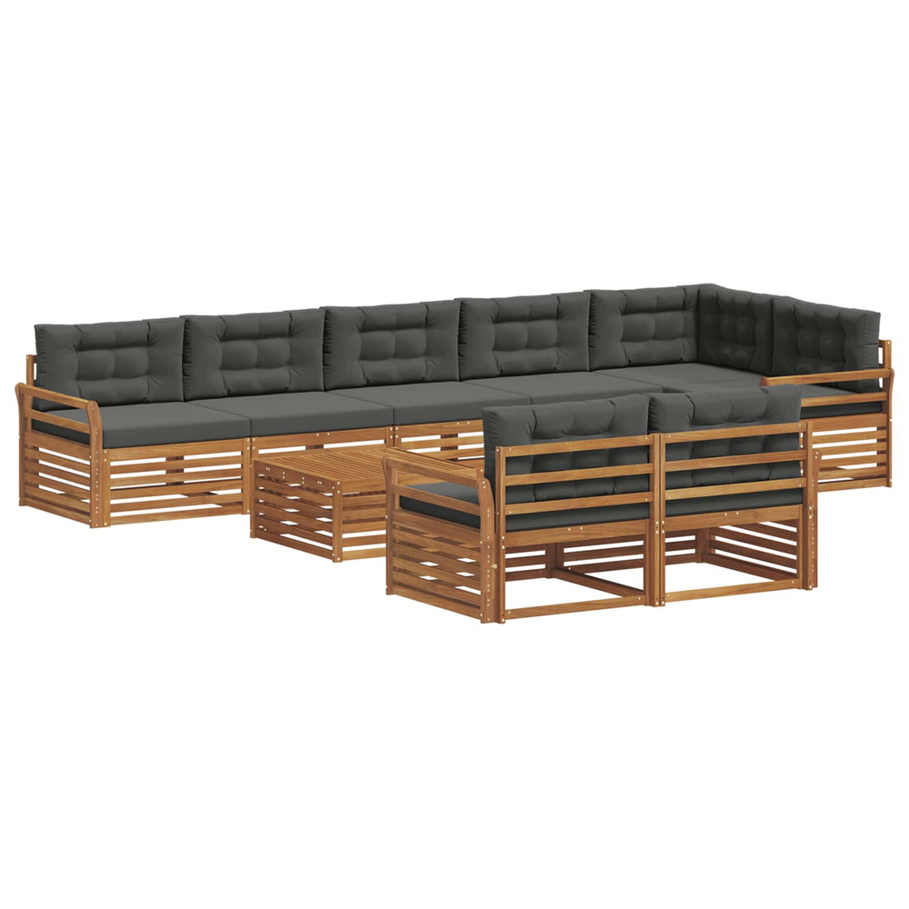 Ensemble de canapés d'extérieur 9 pcs naturel et anthracite