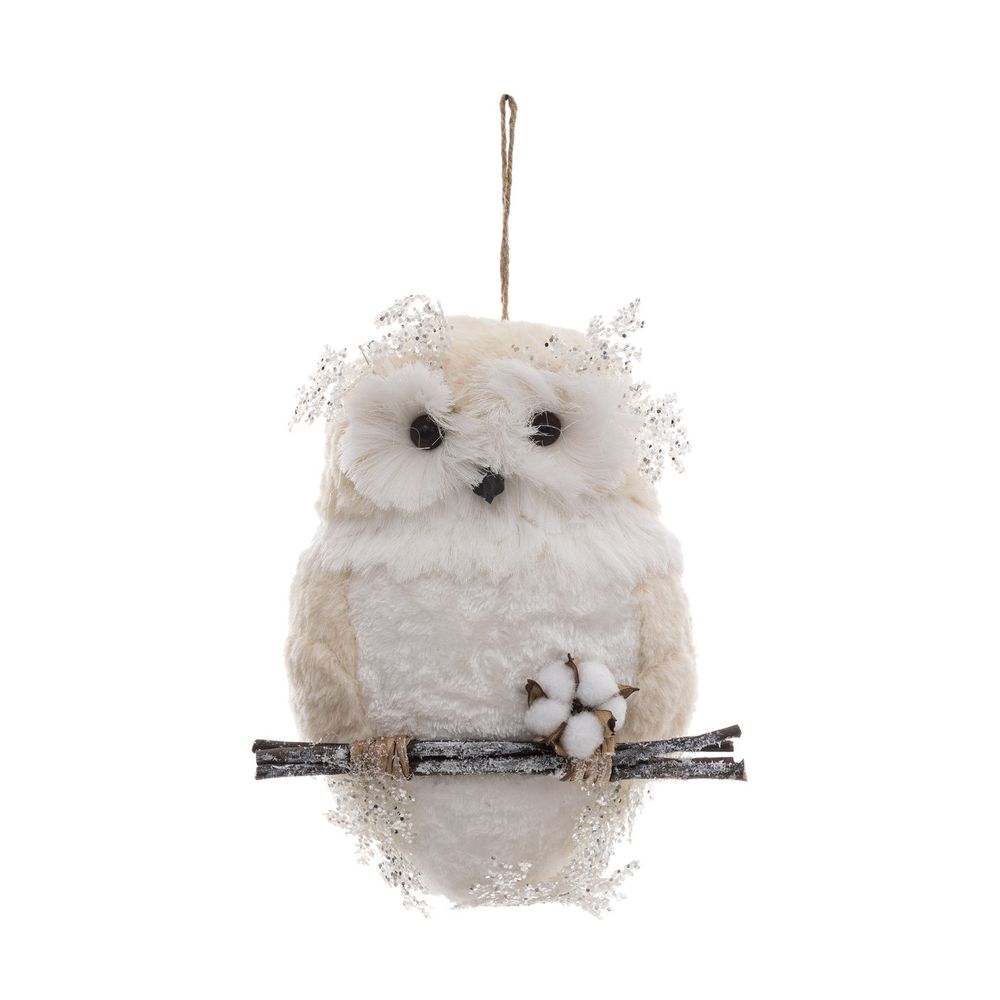 Suspension de noël hibou sur branche h 50 cm