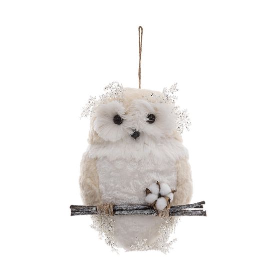 Suspension de noël hibou sur branche h 50 cm