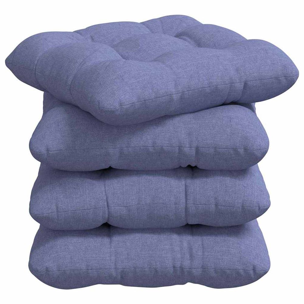 Coussins de siège 4 pc tissu bleu denim 40 x 40 x 12 cm