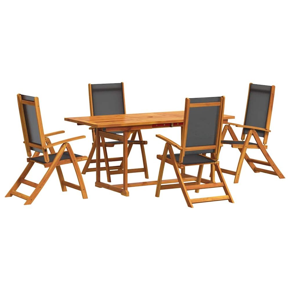 Ensemble à manger de jardin 5pcs bois d'acacia solide textilène