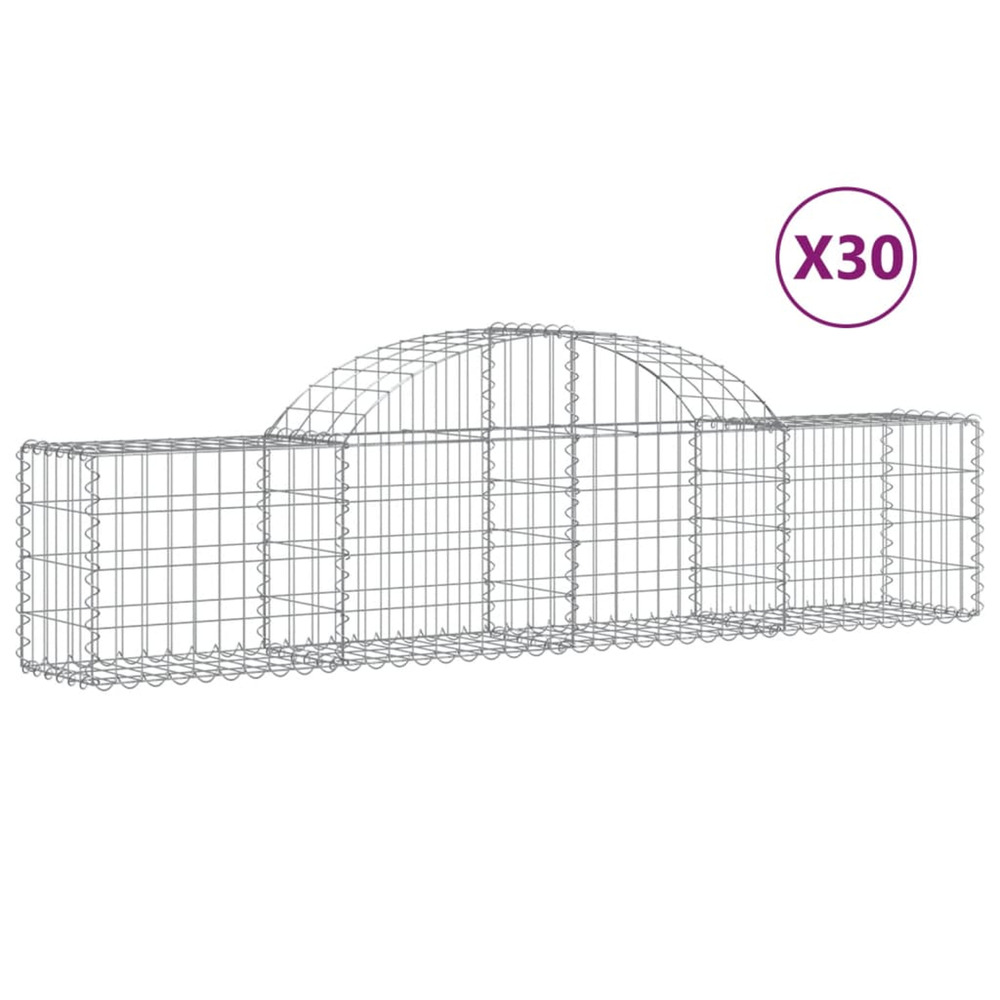 Paniers à gabions arqués 30 pcs 200x30x40/60 cm fer galvanisé