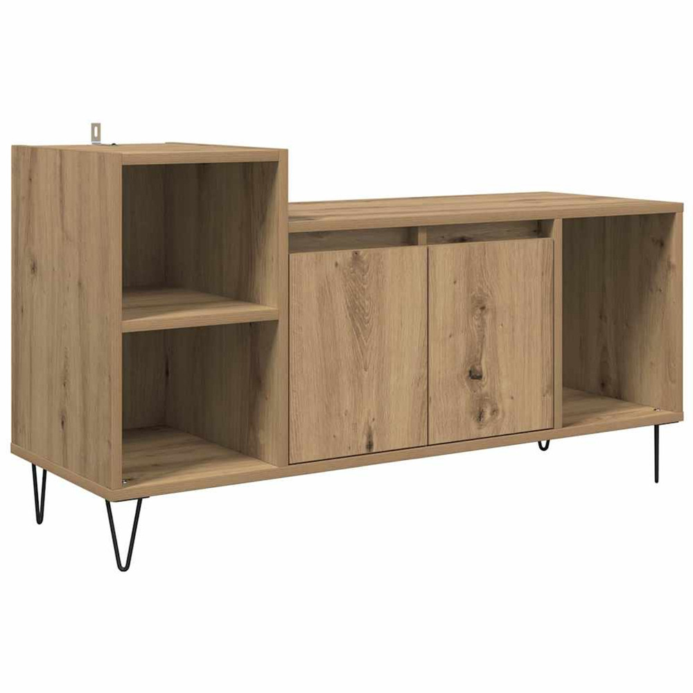 Meuble tv chêne artisanal 100 x 35 x 55 cm bois d'ingénierie