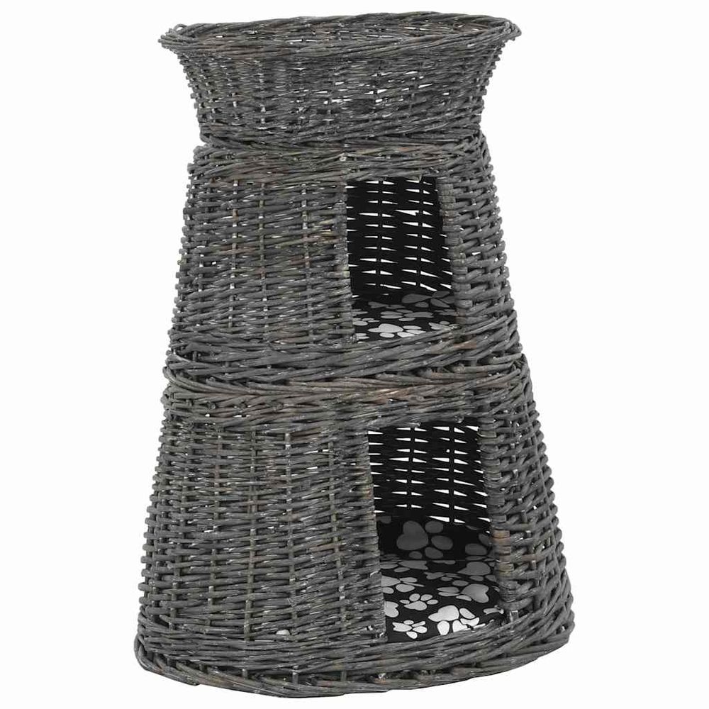 Jeu de panier pour chats 3 pcs avec coussins gris 47x34x60 cm