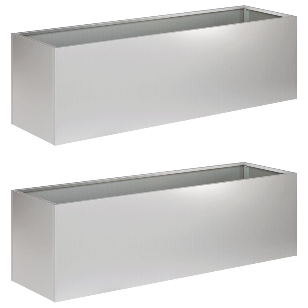Cache-pot de jardin 2 pc argenté 100 x 30 x 30 cm