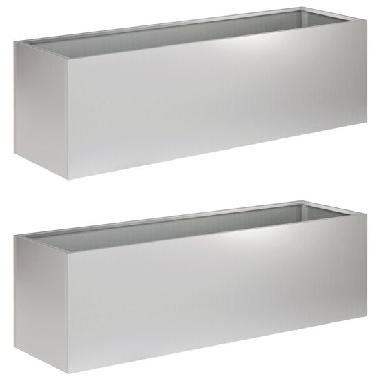 Cache-pot de jardin 2 pc argenté 100 x 30 x 30 cm