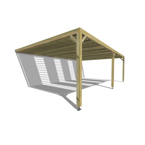 Pergola bois • 8m x 5m • adossée • sens profondeur • lames orientables bioclimatiques incluses • livraison comprise