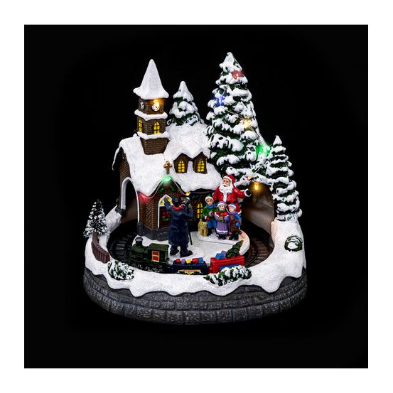 Village de noël lumineux et animé train du père noël