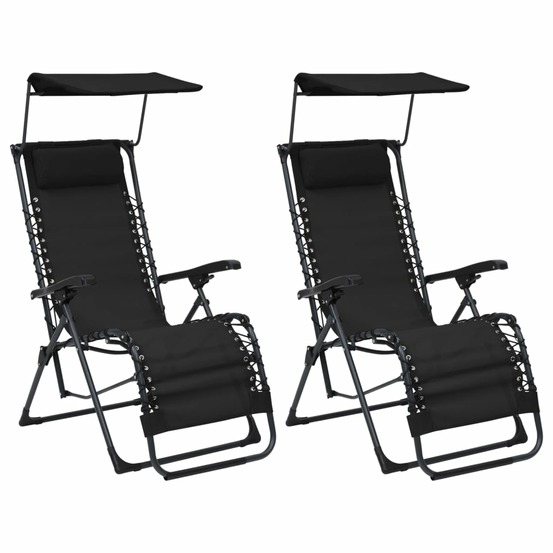 Chaises pliables de terrasse lot de 2 textilène noir