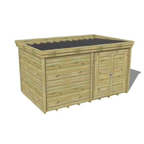 Abri de jardin bois pin traité autoclave 27mm - 4,695x2,64m / 12m2 - bac acier - plancher bois