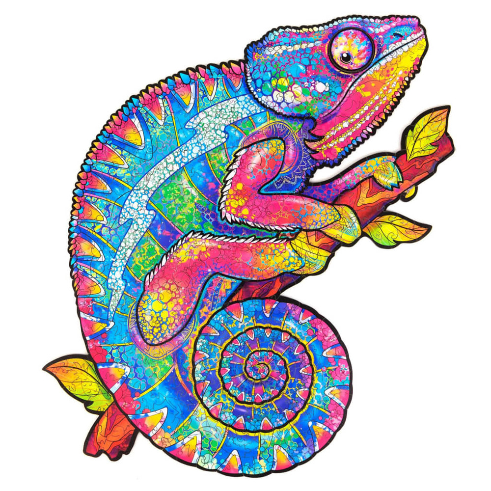 Puzzle bois 314 pcs iridescent chameleon très grand 31x41 cm