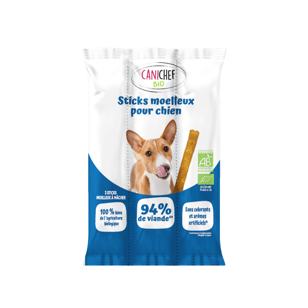 Canichef - batônnets à mâcher bio sans céréales au poulet pour chien 33g