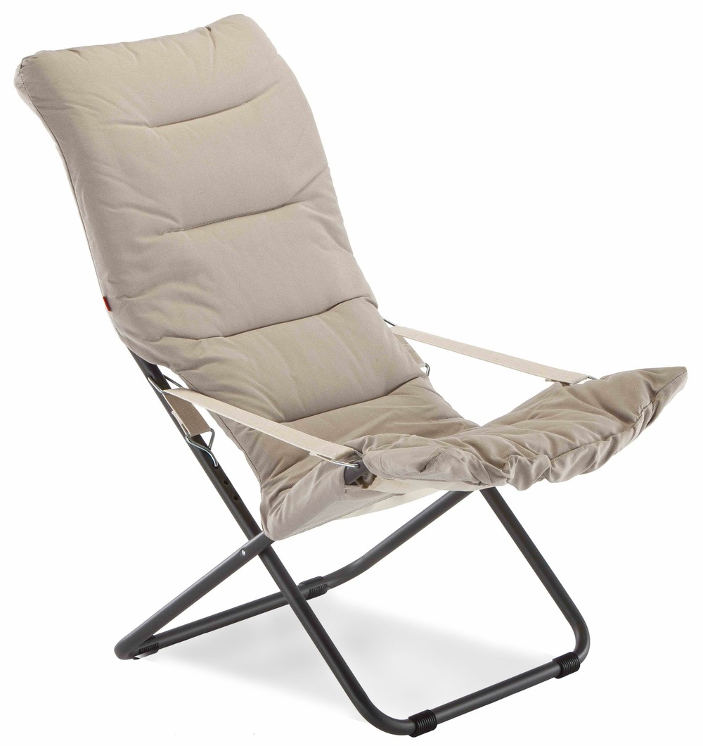 Fauteuil relax - Fiesta soft - alu. anthracite, oléfine Blanc-beige - L.86/99xl.62xH.89/105cm