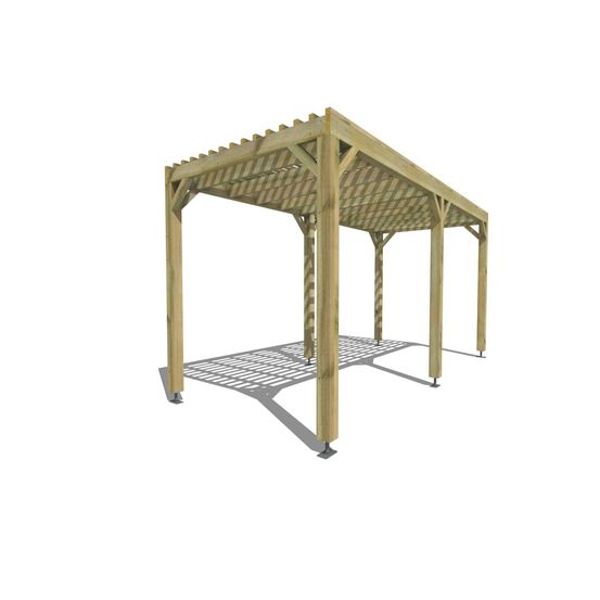 Pergola bois • 5m x 2m • indépendante • sens profondeur • lattage bois • livraison comprise
