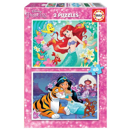 Puzzle 2 x 48 - princesse ariel et princesse jasmin