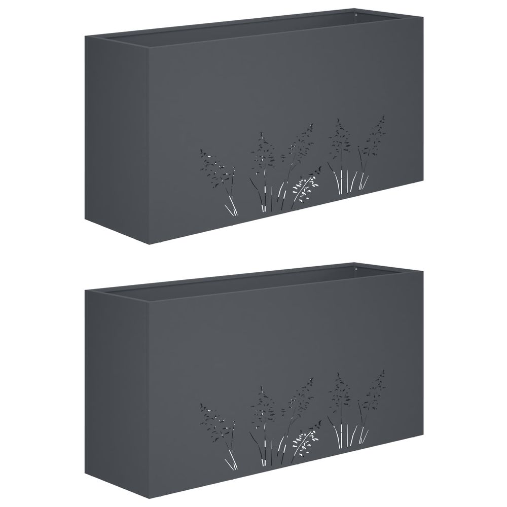 Cache-pot de jardin 2 pc anthracite 100 x 20 x 49 cm