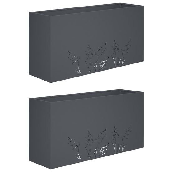 Cache-pot de jardin 2 pc anthracite 100 x 20 x 49 cm