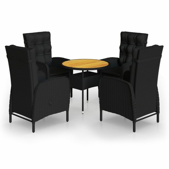 Ensemble de bistro de jardin 5 pcs résine tressée noir