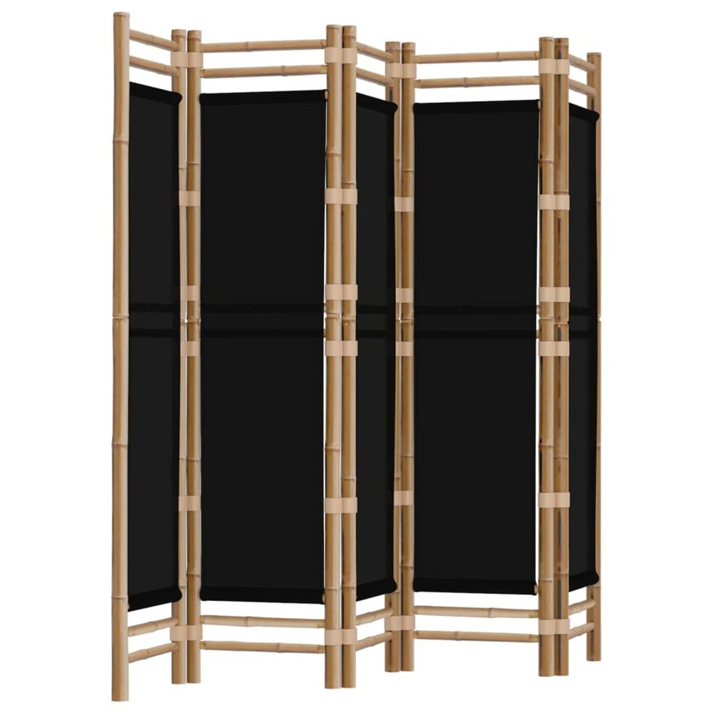 Cloison de séparation pliante 5 panneaux 200 cm bambou et toile