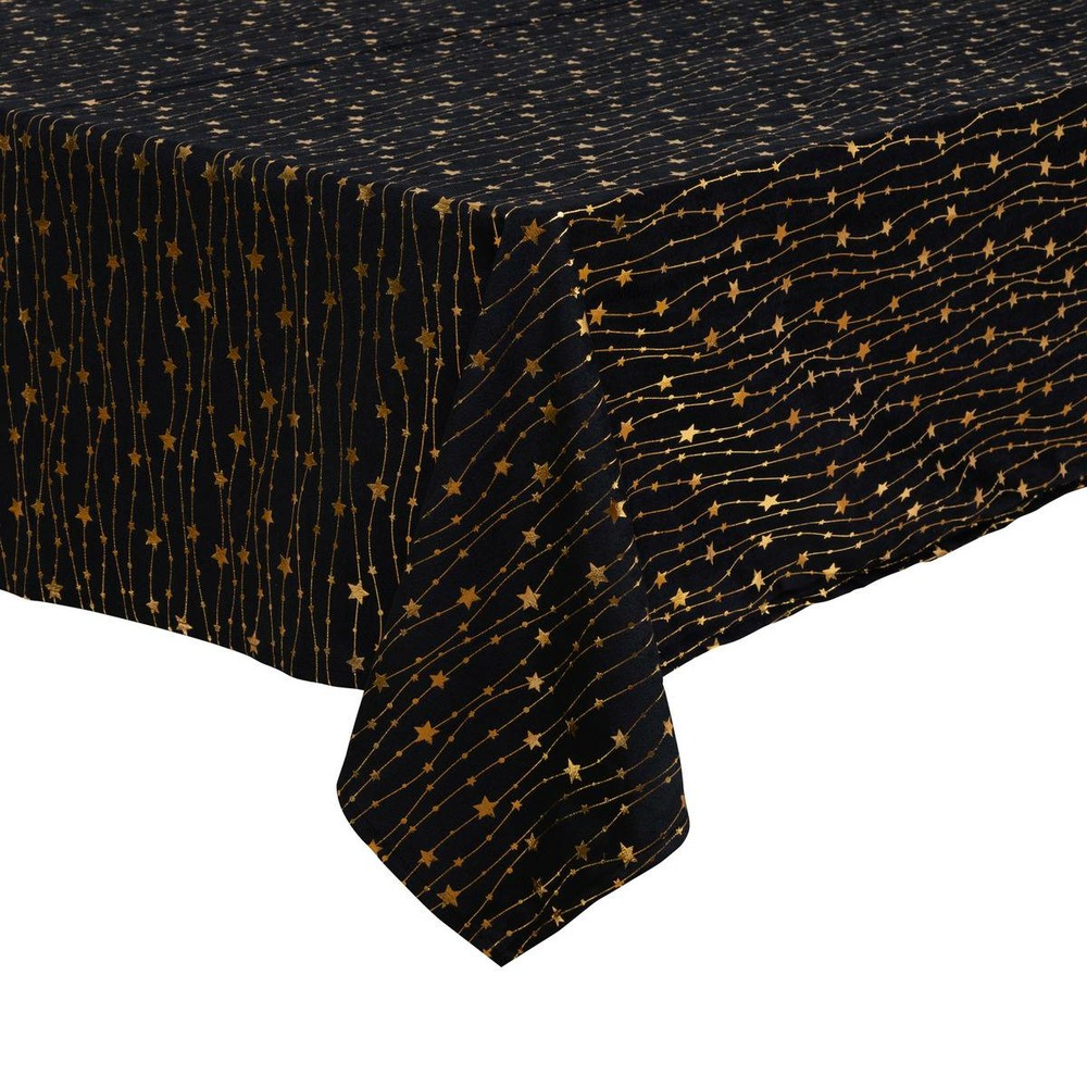 Nappe velours motif étoiles 140x360cm noir