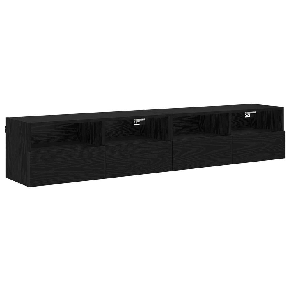 Meubles tv muraux 2 pc chêne noir bois d'ingénierie