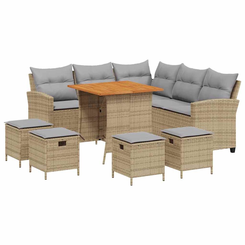 Ensemble de canapé de jardin 6 pcs avec coussins en l beige