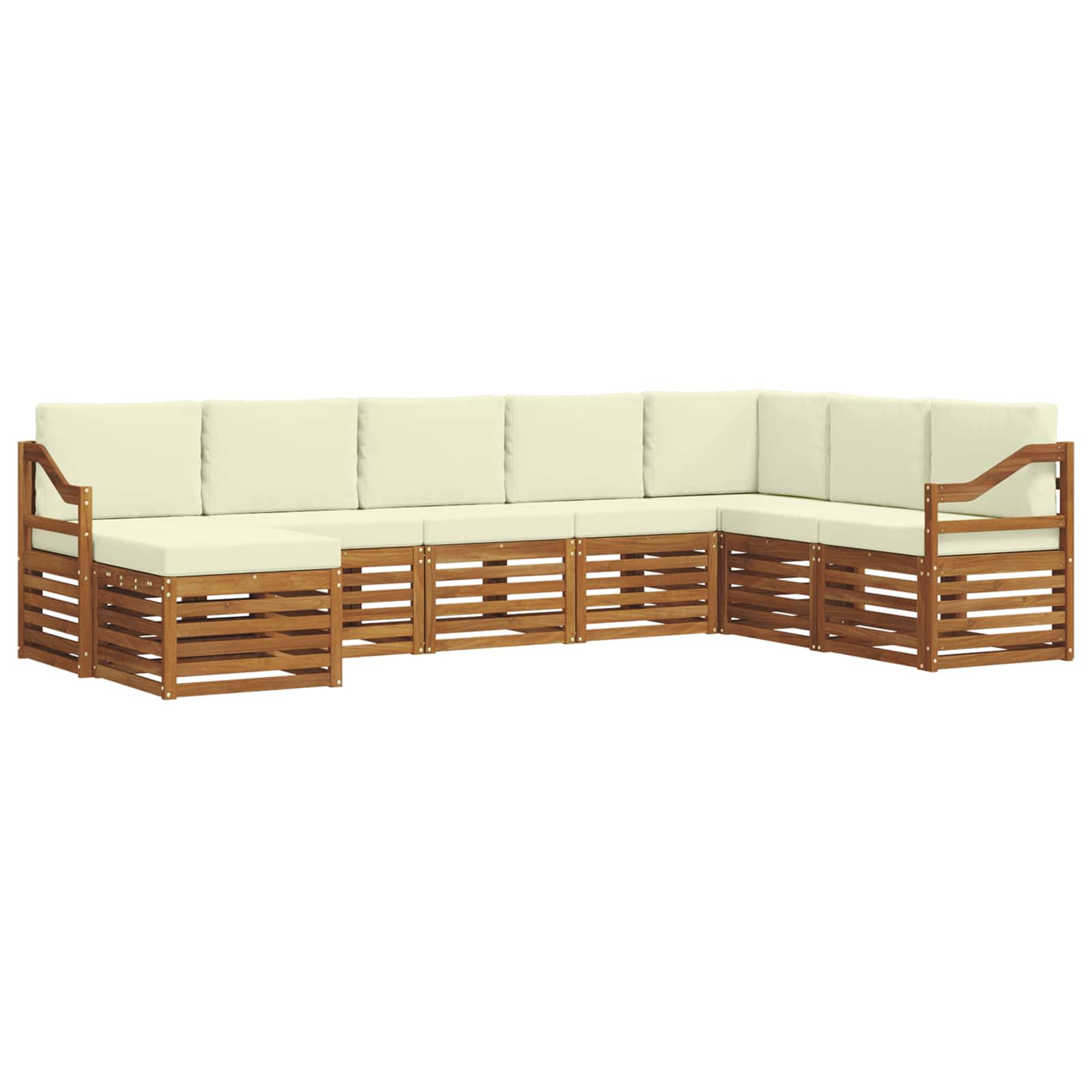 Ensemble de canapé d'angle avec coussin 8 pcs naturel et crème
