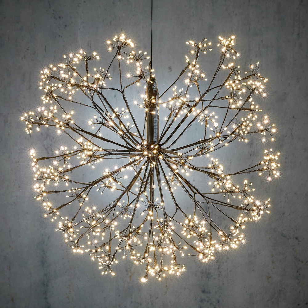 Luca lighting boule de noël avec des lumières led blanc chaud - ø70 cm - noir