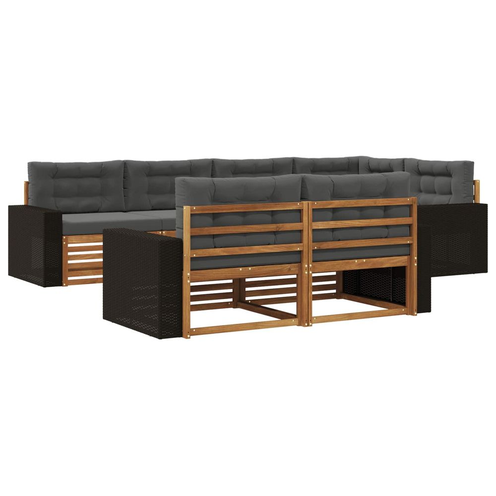 Ensemble de canapés d'extérieur 7 pc naturel et anthracite