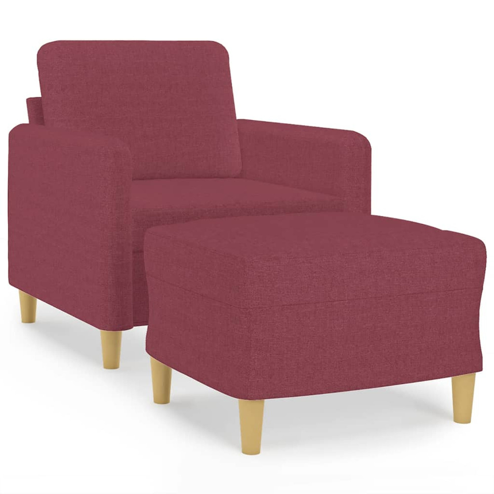Fauteuil avec repose-pied rouge bordeaux 60 cm tissu