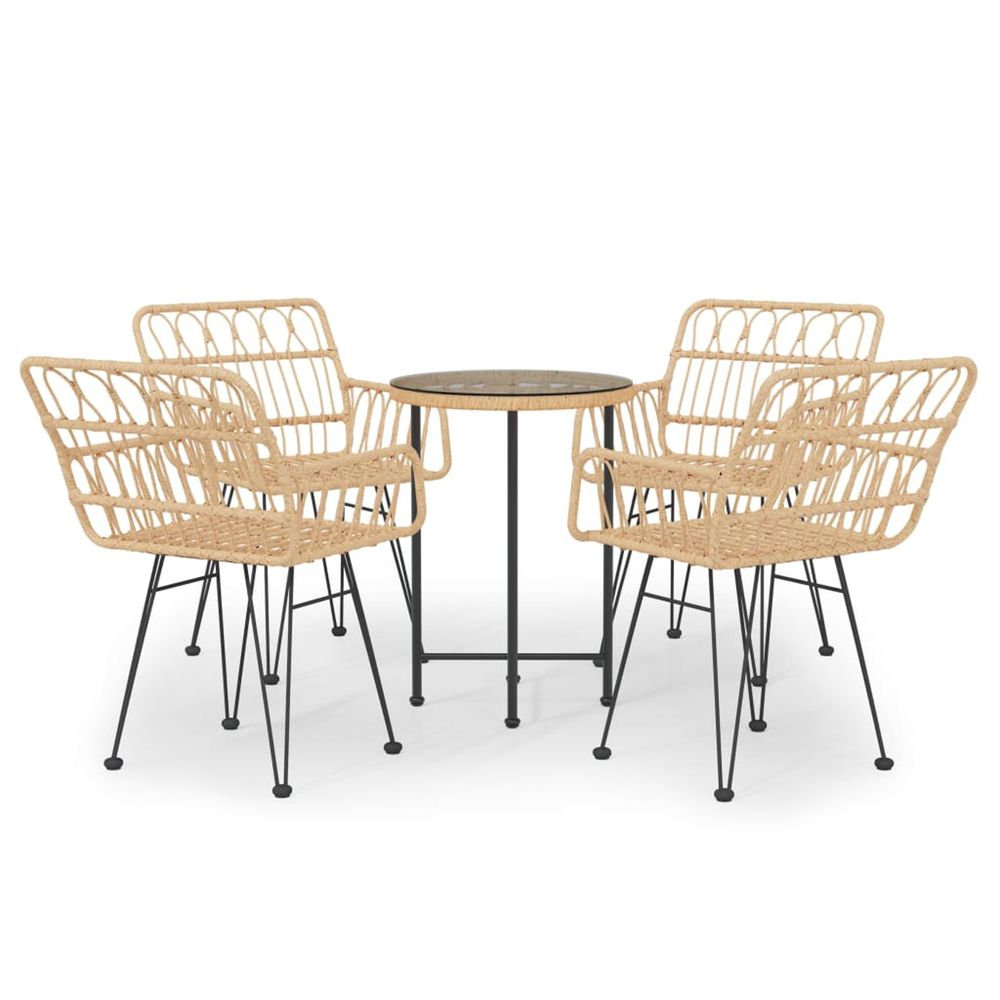 Ensemble à manger de jardin 5pcs résine tressée