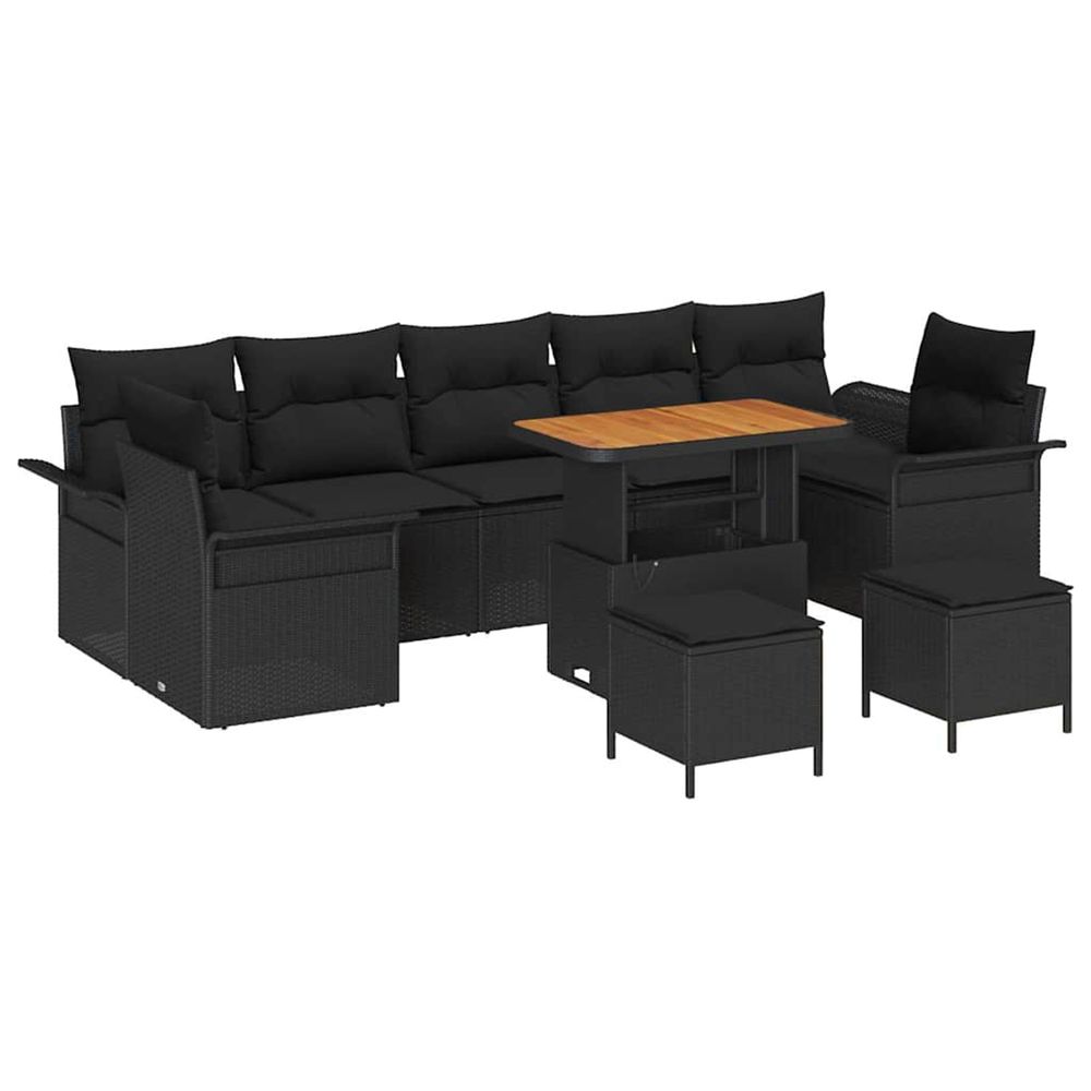 Ensemble de canapé de jardin 10 pc noir polyrotin