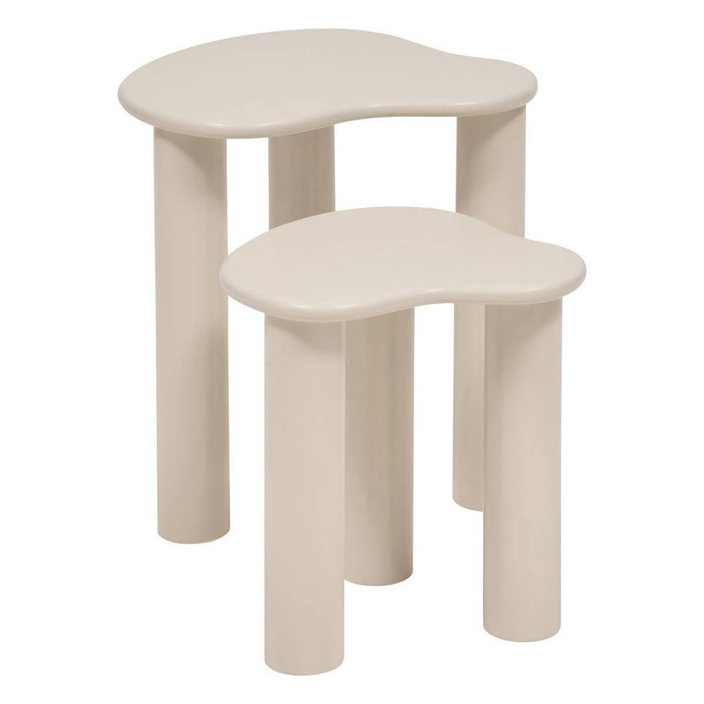 Lot de 2 tables d'appoint olao ivoire 45x45cm