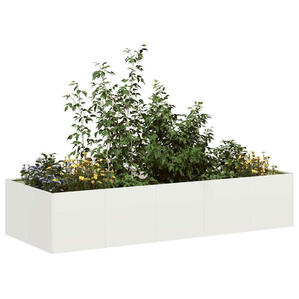 Potager surélevé acier rectangulaire pour jardin terrasse blanc 200x80x40 cm
