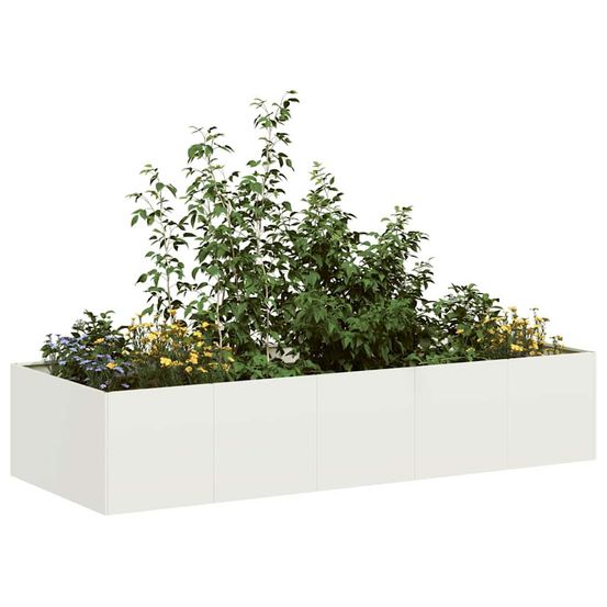 Potager surélevé acier rectangulaire pour jardin terrasse blanc 200x80x40 cm
