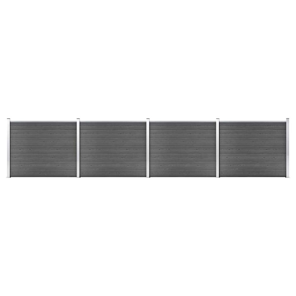 Ensemble de panneau de clôture wpc 699x146 cm noir