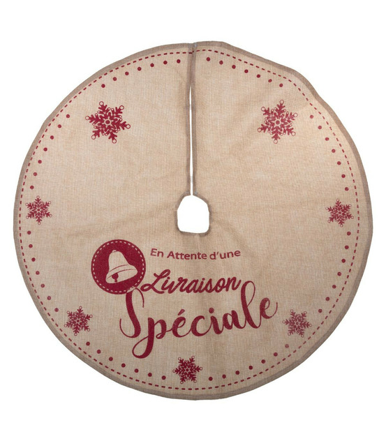 Déco de noël tapis pour pied de sapin en jute imprimée d 90 cm