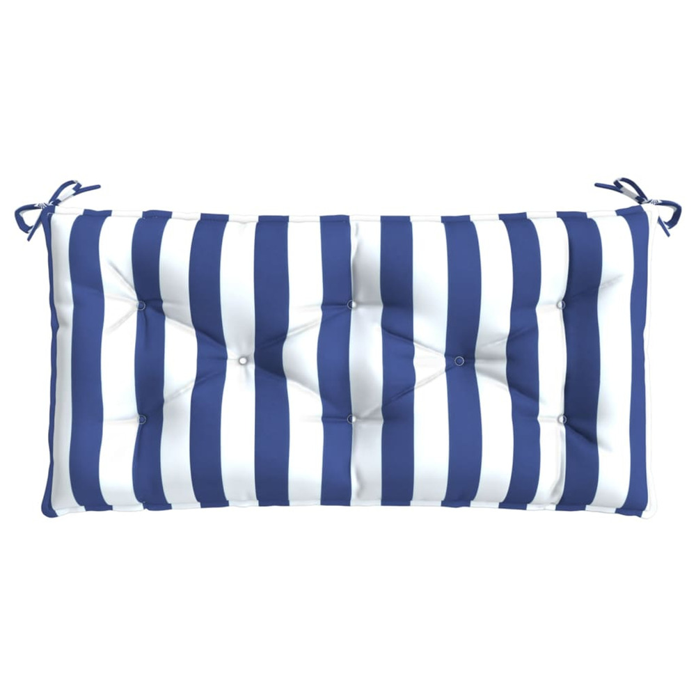 Coussin de banc de jardin rayures bleues et blanches 110x50x7cm
