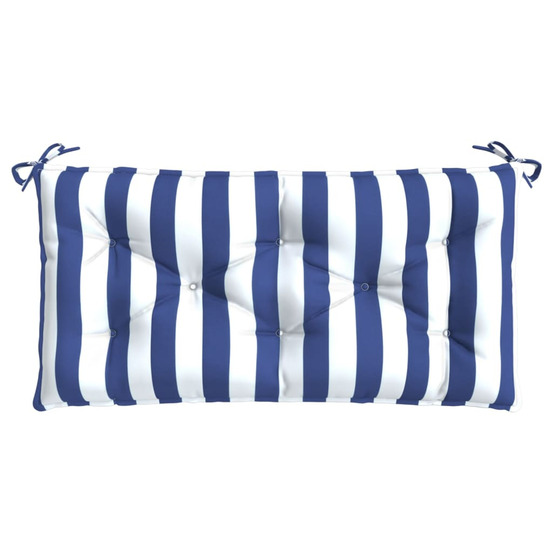 Coussin de banc de jardin rayures bleues et blanches 110x50x7cm
